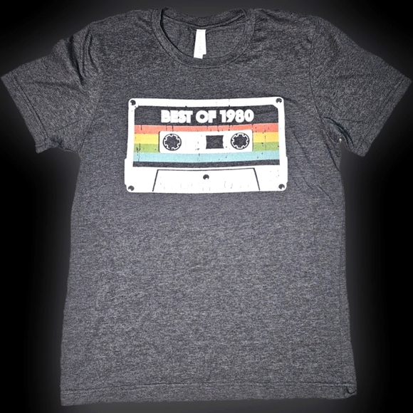 Gray 'Best of 1980' Graphic T-Shirt Medium Gen X. Bella Canvas - Picture 1 of 8